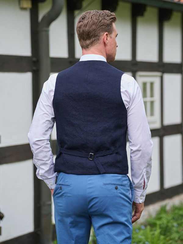 Herren Leinenweste ''Wales'' In Navy