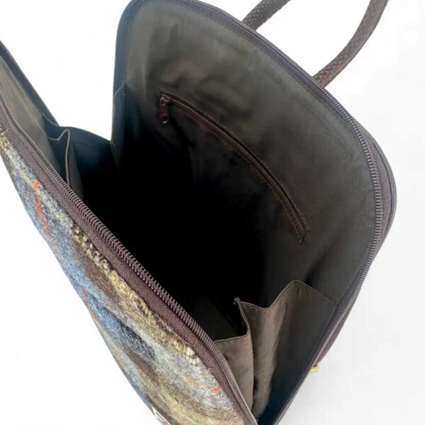 Harris Tweed Rucksack in Blau/Braun kariert