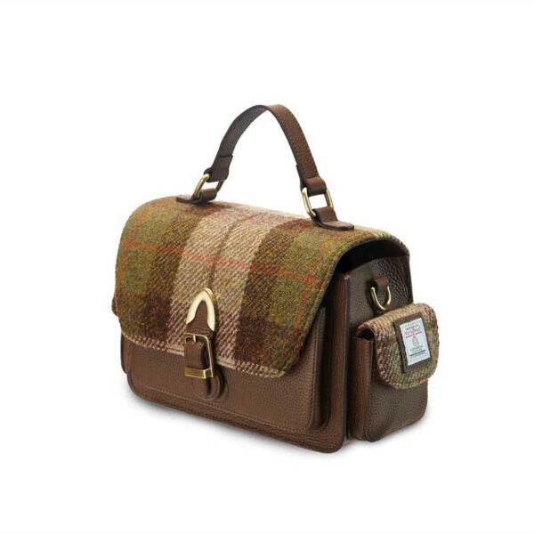 Harris Tweed Crossbody, The Melrose, Kastanienbraunes Tartan