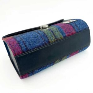 Harris Tweed Mini-Tagestasche in Blau/Rosa Karo