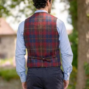Harris Tweed Weste "Wales" In Berry Check