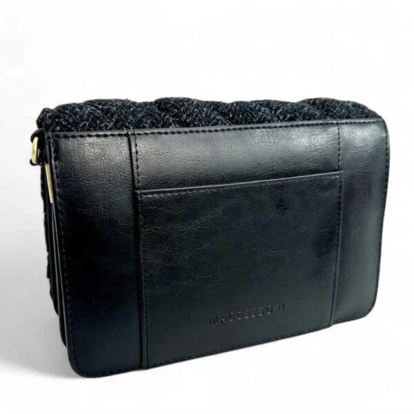 Harris Tweed Stepp-Schultertasche in Anthrazit