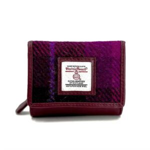 Harris Tweed Trifold Geldbörse, Lila-Karo
