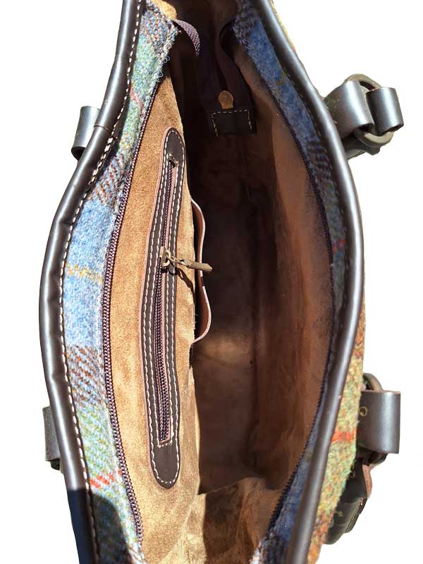 Harris Tweed Shire Henkeltasche – Grün-Blau Kariert