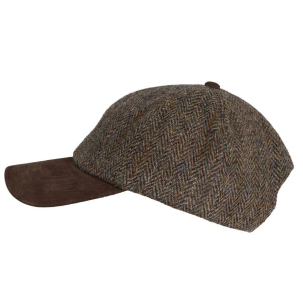 Harris Tweed Baseballkappe Brungton Wildleder Schirm Anthrazit