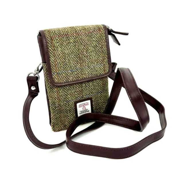 Harris Tweed Mini-Umhängetasche in Country Green