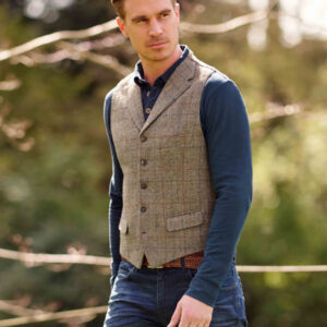 Harris Tweed Weste ''Wales'' In Walnut Check