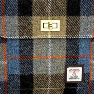 Harris Tweed Satchel Bag in Blau/Braun Karo
