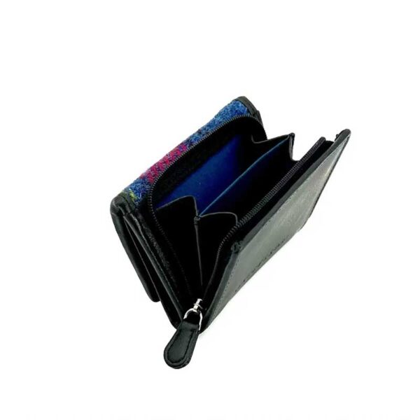 Harris Tweed Trifold Geldbörse, Blau/Rosa Karo