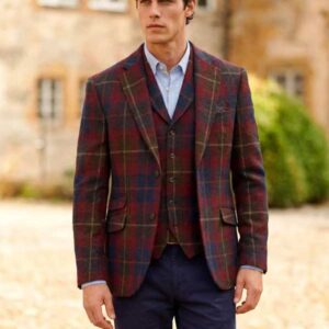 Harris Tweed Sakko ''London'' In Berry Check