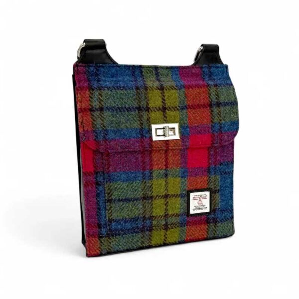 Harris Tweed Satchel Bag in Blau/Rosa Karo