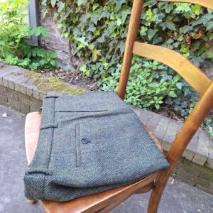 Harris Tweed Hose ''Mr. Miller " In Green Island Herringbone