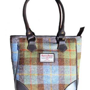 Harris Tweed Shire Henkeltasche – Grün-Blau Kariert