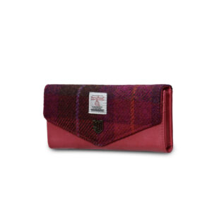 Harris Tweed Geldbörse, The Large Clasp, Fuchsiafarbenes Tartan
