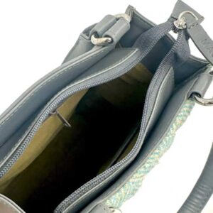 Harris Tweed Stepp-Mini-Tragetasche in Türkis Fischgrätmuster