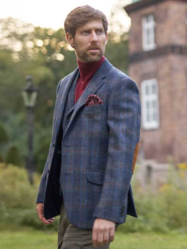 Harris Tweed Sakko Antrazit Fischgräte