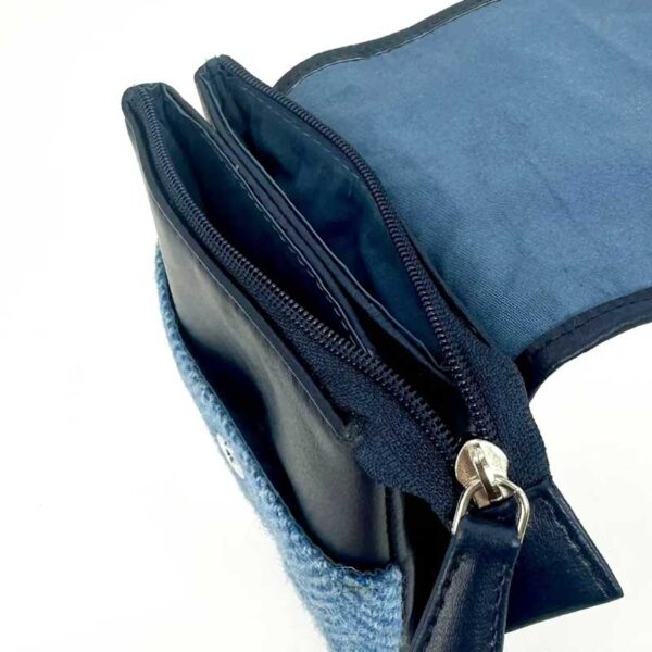 Harris Tweed Mini-Umhängetasche in Himmelblau