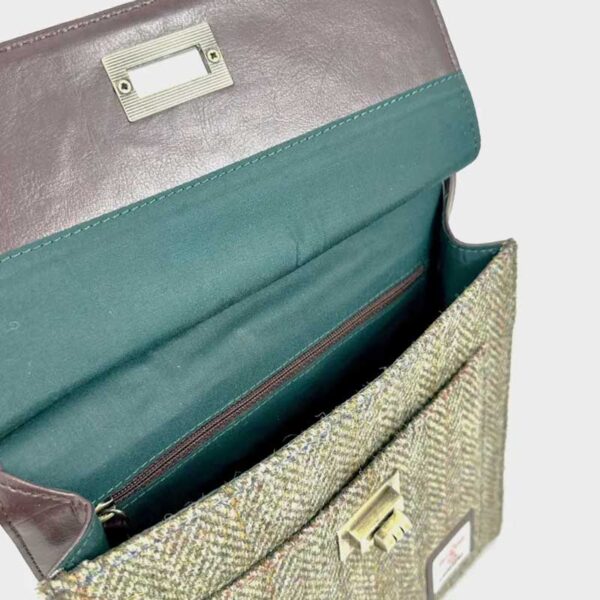 Harris Tweed Satchel Bag in Country Green