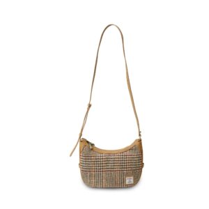 Harris-Tweed-Schultertasche, Modell Ellon, Islander, Beige Hahnentrittmuster
