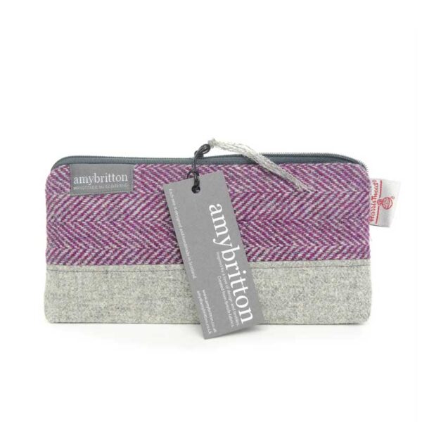 Kosmetiktasche „Harris Tweed Landscape“, meliert in Lila