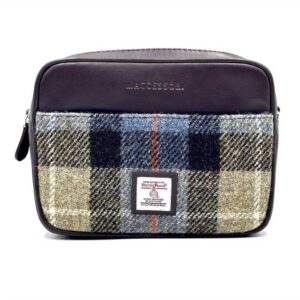 Harris Tweed Kameratasche in Blau/Braun Kariert