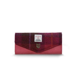 Harris Tweed Geldbörse, The Large Clasp, Fuchsiafarbenes Tartan