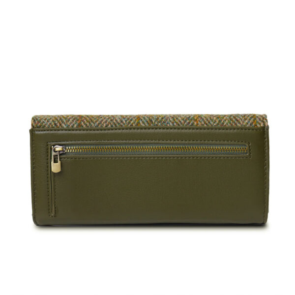 Harris Tweed Geldbörse, The Large Clasp, Kastanien-Fischgrätenmuster