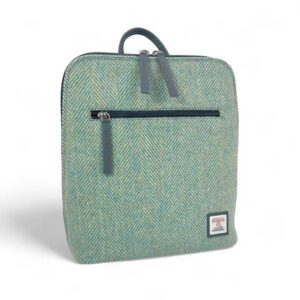 Harris Tweed Rucksack in Türkis-Fischgrätmuster