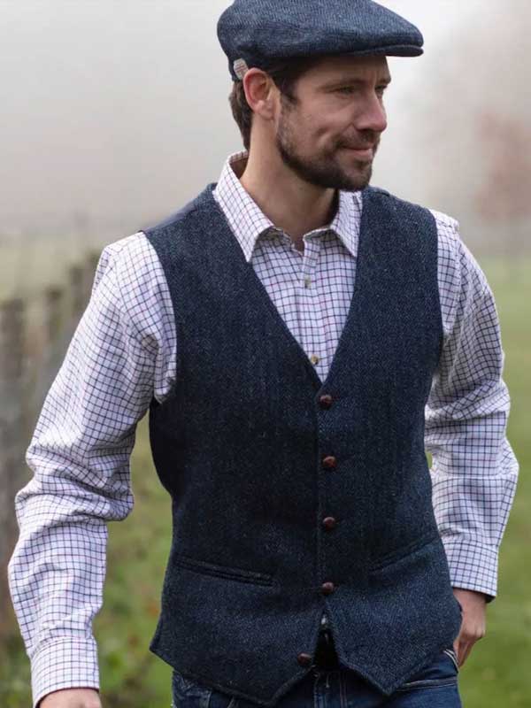 Harris Tweed Dalston Weste Mitternachtsblau