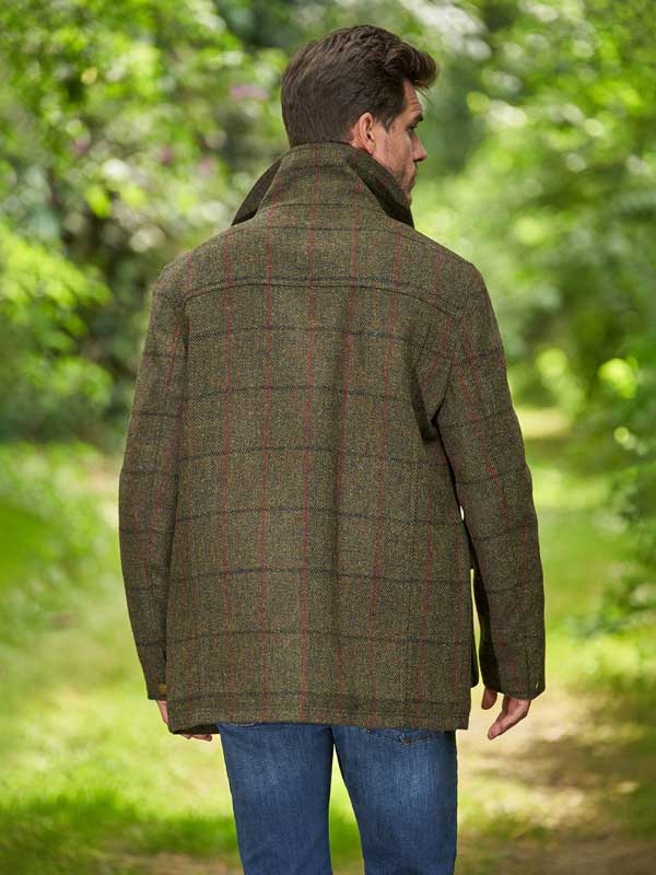 Herren Fieldjacket ''Bristol'' Aus Harris Tweed In Green Overcheck