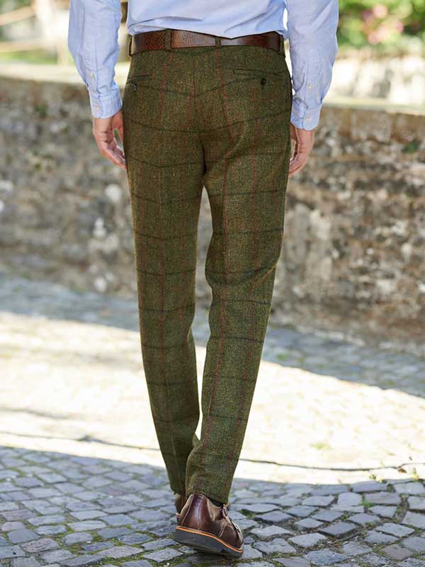 Harris Tweed Hose ''Mr. Miller " Im Green Overcheck