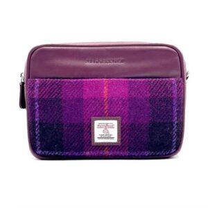 Harris Tweed Kameratasche in Lila-Karo