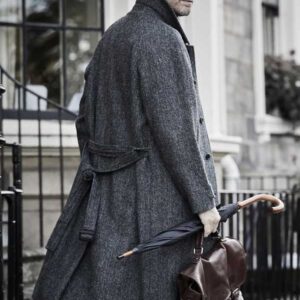 Harris Tweed Raglan-Mantel, Anthrazit