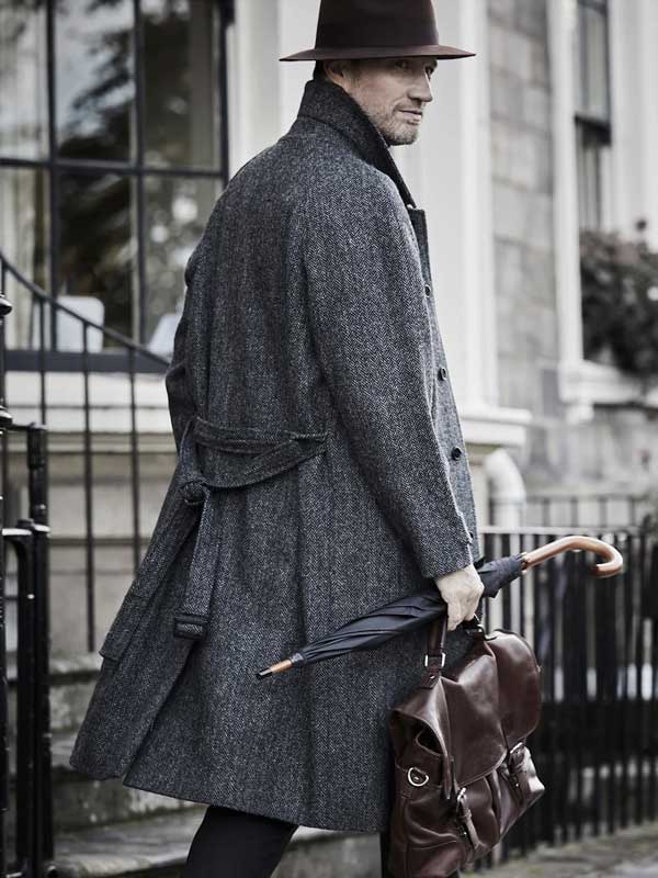 Harris Tweed Raglan-Mantel, Anthrazit