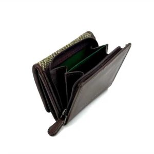 Dreifach gefaltete Handtasche aus Harris Tweed in Country Green