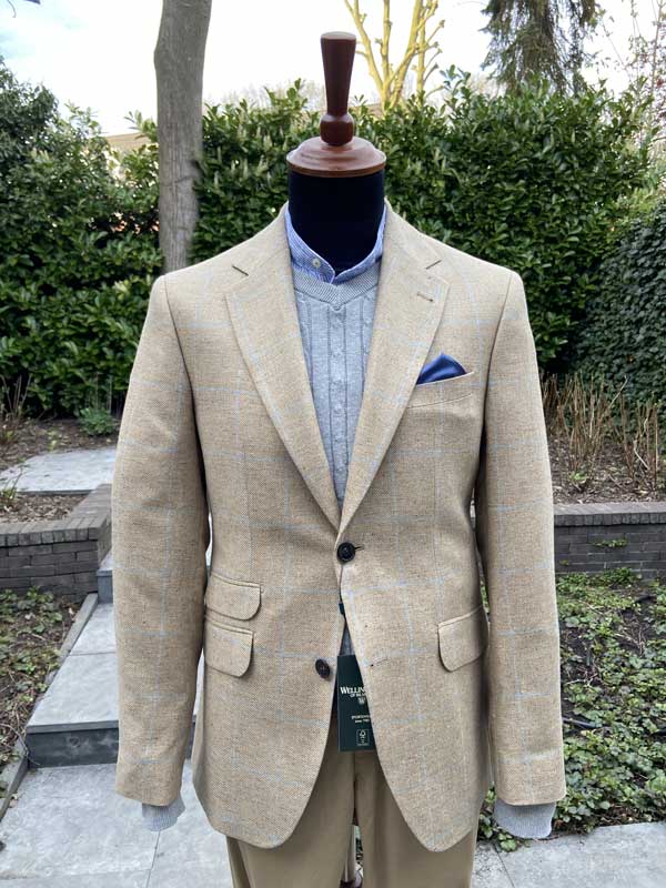 Wellington Seiden Sommer Sakko Beige Check