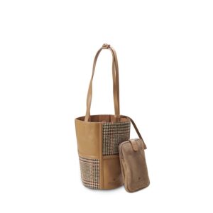 Harris Tweed Clutch, Modell Orlagh, Islander, Beige Dogtooth