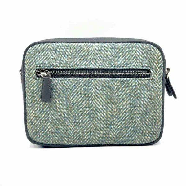 Harris Tweed Kameratasche in Türkis-Fischgrätmuster