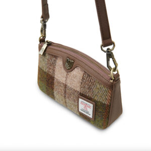 Harris Tweed Schultertasche, The Ailsa, Kastanienbraunes Tartan