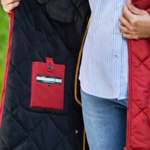 Damen Steppmantel ''Perth Polar'' Mit Polar Fleece & Tweed Applikationen In Red Dahlia