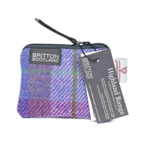 Harris Tweed Highland Kartenetui, rosa-lavendelfarben kariert