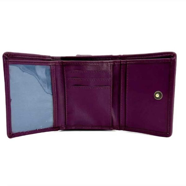 Harris Tweed Trifold Geldbörse, Grün/Lila Karomuster