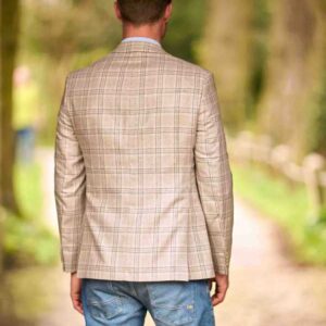 Wellington Seiden Sommer Sakko Beige Glen Check