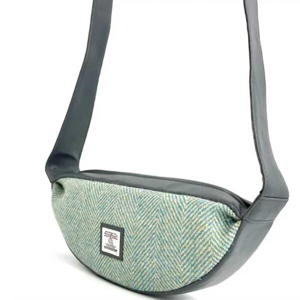 Harris Tweed Umhängetasche in Türkis mit Fischgrätmuster