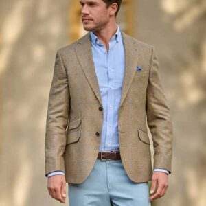 Wellington Seiden Sommer Sakko Sand Check