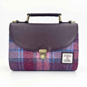 Mini-Tagestasche aus Harris Tweed in Pastellrosa
