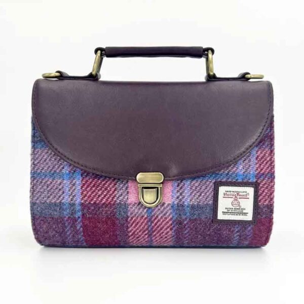Mini-Tagestasche aus Harris Tweed in Pastellrosa