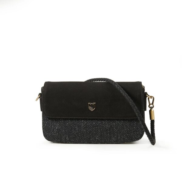 Harris Tweed Clutch, The Caithness, Islander, Black Herringbone