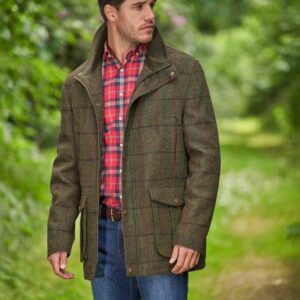 Herren Fieldjacket ''Bristol'' Aus Harris Tweed In Green Overcheck