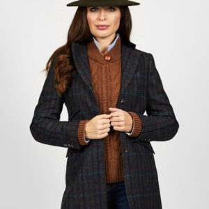 Tori 3/4 Damen Mantel Marineblau Multi Check
